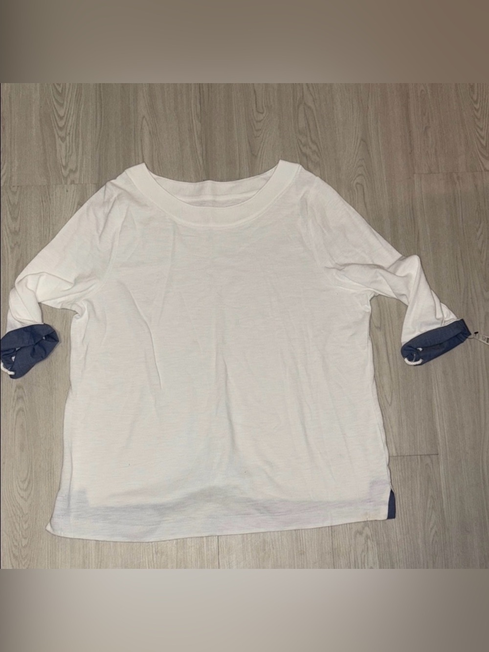 TALBOTS Cream and blue 3/4 Sleeve Top